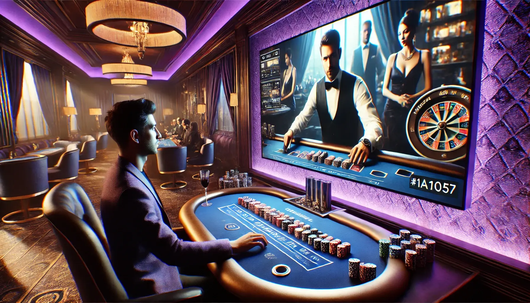 A person playing live dealer casino game